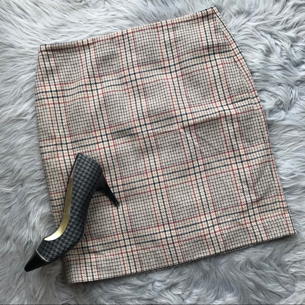 Talbots wool houndstooth plaid skirt